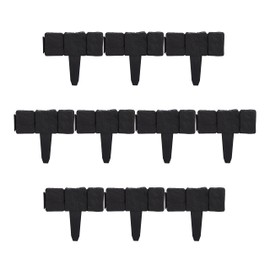 Relaxdays 10-Piece Flower Bed Surround, Stone Look, Lawn Edging for Plugging, Plastic, Black, 23 x 25 x 2 cm