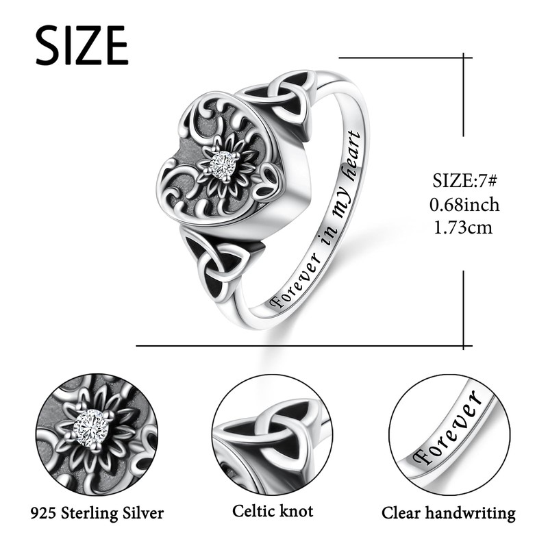 DAOSHANG Urn Ring for Ashes for Women 925 Sterling Silver