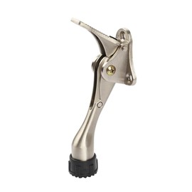 Kickdown Door Stopper 4Inches - One Packs One Touch Adjustable Height Door Stop for The Bottom of Door The Bottom of Door Aluminum Alloy Metal Door Stopper with Rubber Tip Satin Nickel