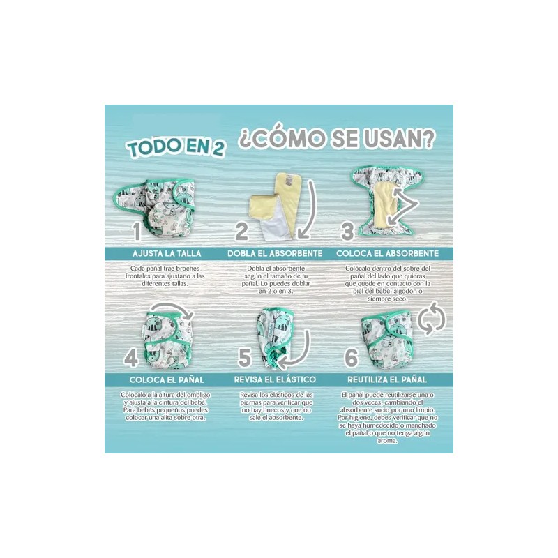 Pañales Ecológicos De Tela Ecobebe 6 Pack (elije Modelos)