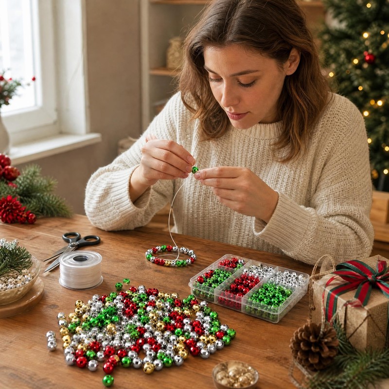 Christmas Acrylic Beads for Jewelry Making, DIY Beaded Christmas Tree