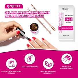 Qzqetet Gel Nail Polish Remover Kit – 15ML（0.5fl.oz） Fast Gel Remover No Soaking or Wrapping Needed, Includes Cuticle Pusher & Scraper, Easy Removal for Gel Nails, Perfect for Salons or Beginners