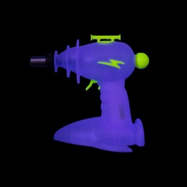 THiCket Lightyear Torch, Refillable Lighter with Adjustable Flame Intensity Knob, Stainless Steel Tip, Safety Lock and Spaceship Stand (Glow Purple)