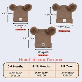 Baby Beanie Hat Toddler Infant Winter Knitted Hat Kids Soft Warm Pom Pom Beanie Cap for Boys Girls (3-8 Years, Coffee)