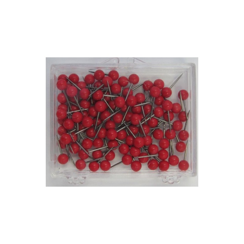 Moore Push-Pin Map Tacks, Red, 100 Tacks per Pack