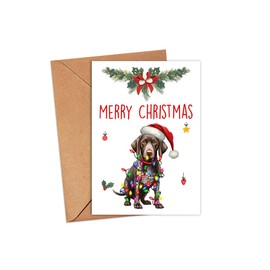 HKDesignGift German Shorthaired Pointer Dog Merry Christmas Greeting Card, Merry Christmas Card, German Shorthaired Pointer Card, Cute Dog Christmas Card, Adorable Christmas Card For Dog Lovers