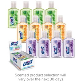 PURELL Advanced Hand Sanitizer Gel Infused with Essential Oils, Scented Variety Pack, 1 fl oz Travel Size Flip Cap Bottles (Box of 12 Bottles)- 3901-24-CMRMETRY