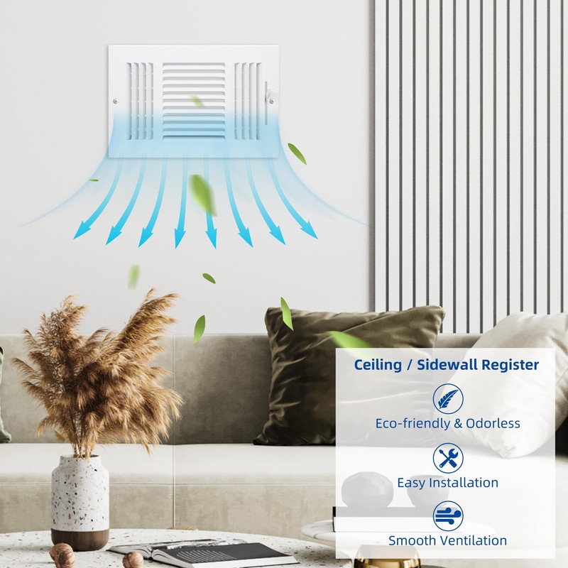 10 x 6 Inch (Duct Opening) 3-Way Vent Casing White