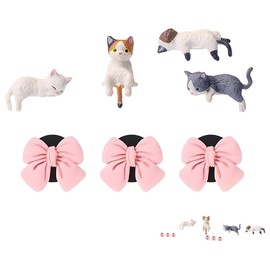 Auto Deko Innenraum, 4 Stück Katzenfiguren, Car Accessories Cute, Deko Für Auto, PVC Material, 2.5x3.5 cm, Bring Drei Duftkissen-Stücke Mit, Ideal für Die Anbringung am Armaturenbrett Oder Rückspiegel