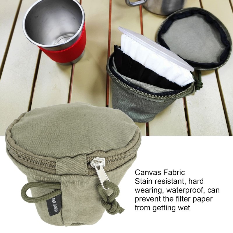 Coffee Filter Storage Bag, Reusable Portable Canvas Coffee Cone Filter