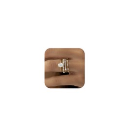 Gold Stackable Rings for Women Trendy Dainty Finger Rings Non Tarnish Cubic Zirconia Thumb Ring Set Gold Rings Set Promise Engagement Rings Christmas Gifts