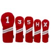 Red and White Sunfish Leather Golf Headcover 5 Piece Set