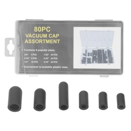 Rubber Vacuum Hat Set, 80-Piece Vacuum Hat Plug Assortment Set, Rubber Leak Protection, High Temperature Resistant, with a Storage Box, 5/32 Inch to Caps