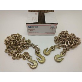 Heavy Equipment Flatbed Binder Chains with Clevis Grab or Slip Hooks (Clevis Grab Hooks, 3/8" Grade 70 @ 10ft ea)