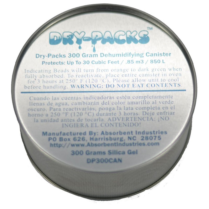 Dry-Packs 300 Gram Silica Gel Canister Dehumidifier - Moisture Indicating