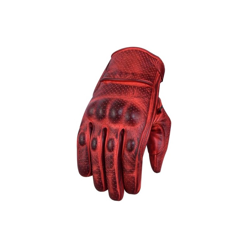 BOSMOTO Sporty motorcycle leather gloves, chopper leather gloves, red (L)
