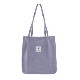 TeeYee Women's Large Handbag Corduroy Shopper Cord Tote Bag for Books Travel Everyday School Work Shopping Bag for Girls 40 x 41 cm Grey