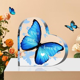 QEEYON Best Friend Gifts for Women, Birthday Gift for Women, Engraving Inspirational Heart-Shaped Acrylic Plaque, Gift Girlfriend, Inspirational Gifts for Women, Sisters, Wife