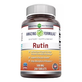 Amazing Formulas Rutin 500 Mg Rutina 200 Tabletas Sabor Sin sabor