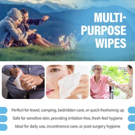 Comfy Life Premium Full Body Cleansing Wet Wipes For Adults - Large Luxury Fresh-feel Rinse-free Fragrance-free Bed Bath Intimate-care Soft Sheets (1 Pack (80 Wipes)