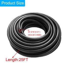 MOCW 5/16" ID Fuel Line Hose SAE 30R7, 25FT Length Fuel Hose 0.55" OD 145 psi, NBR Rubber Material
