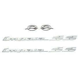 4Pc Impala SS Rear Quater Panel Emblems Plus Flying Impala Left and Right Emblem 3D Letter Badges Sticker Decal Replacement for 1994 1995 1996 10253595 CH-Flying Impala (Chrome)