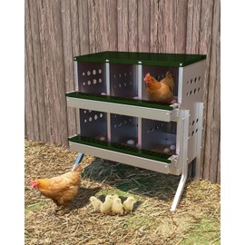 Chicken Nesting Boxes - 6-Hole Metal Chicken Nesting Boxes | Waterproof & Rustproof Laying Boxes for Hens,with Ventilation & Perch, Wall-Mountable Roll Away Egg Laying Box for Hens