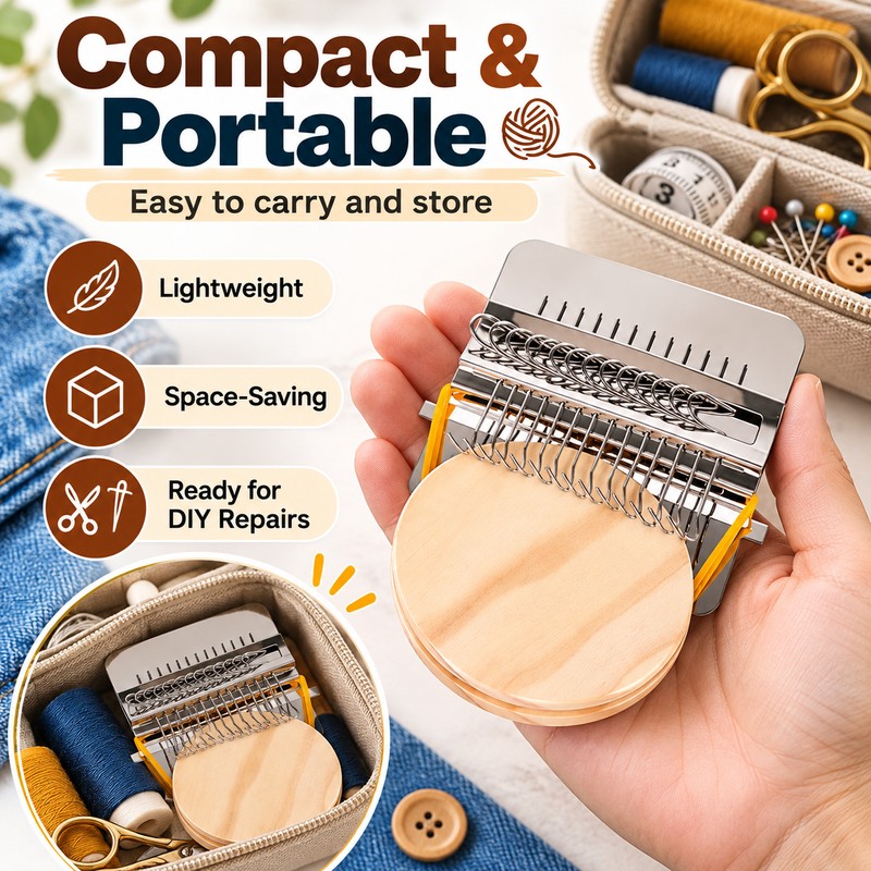 14 / 28-Hook Mini Darning Loom Kit for Clothing Repair