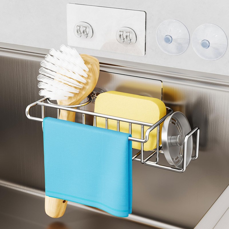 HapiRm 4 in 1 Sink Caddy Sponge Holder, SUS304 Stainless