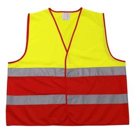 4business Pack of 4 Hi-Vis Vests Yellow Red EN ISO 20471 for Adults Sizes S - 3XL Polyester Washable Safety Vest Signal Vest Set of 4 (L/XL)
