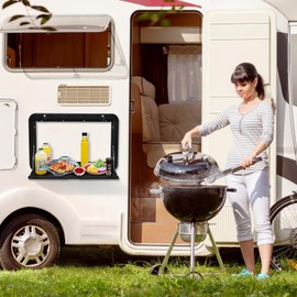 HWHongRV Foldable Rv Dinette Tables Campervan Outside Picnic Wall Mounted Table 31.5 x 17.7 inchs, Premium Aluminum Alloy Folding Wall Table Lockable Wall Table Kit for Campervans and Motorhomes