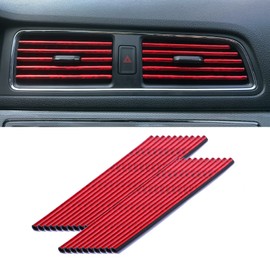 LivTee 20 Pieces Car Air Conditioner Decoration Strip for Vent Outlet, Universal Waterproof Bendable Air Vent Outlet Trim Decoration, Car Interior Accessories (Shiny red)