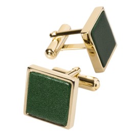 [TAVARAT] Cuff links mens Cufflinks for Men Genuine Learher Tps-063lgd-dgr（light gold-dark green）