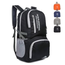 Ausein Mochila de Senderismo ligera 40L, Mochilas de Viaje Plegable para Hombre y Mujer, Travel Backpack Pequeña, Mochila Deportiva Ultraligera impermeable para Escalada, Camping, Ciclismo, Negro