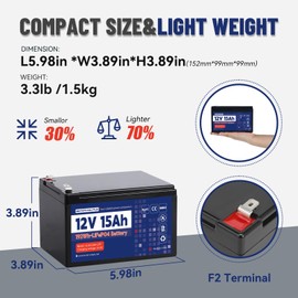 12V 13Ah Lithium LiFePO4 Battery,Built-in 30A BMS,4000+ Cycles Rechargeable Battery for Solar System, Power Wheels, Scooter, Fish Finder,Lighting and More