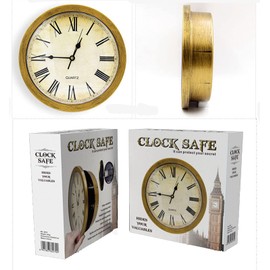 TKSE Wall Clock Safe, Vintage Wall Clock Safe Box Secret Storage Box Wall Clock Safe Money Jewellery Valuables Storage