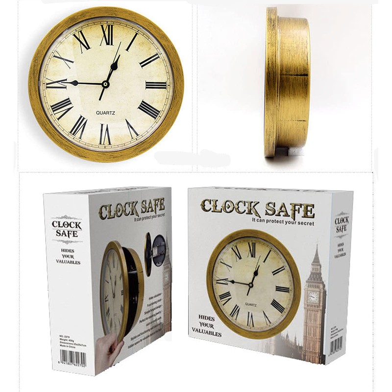TKSE Wall Clock Safe, Vintage Wall Clock Safe Box Secret