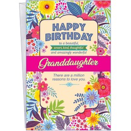 Chuck's Card-O-Rama - Birthday Card For Granddaughter - Made in America - Premium Card Stock, Envelope Included - 5" x 7.75" - Packaged in Extra Sturdy Mailer - Amazing - 95368