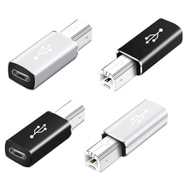 YACSEJAO USB C to USB B Adapter 4-Pack USB C Female to Printer Male Converter Adapter Compatible with MIDI，Printers，Electric Piano and Synthesizers Devices