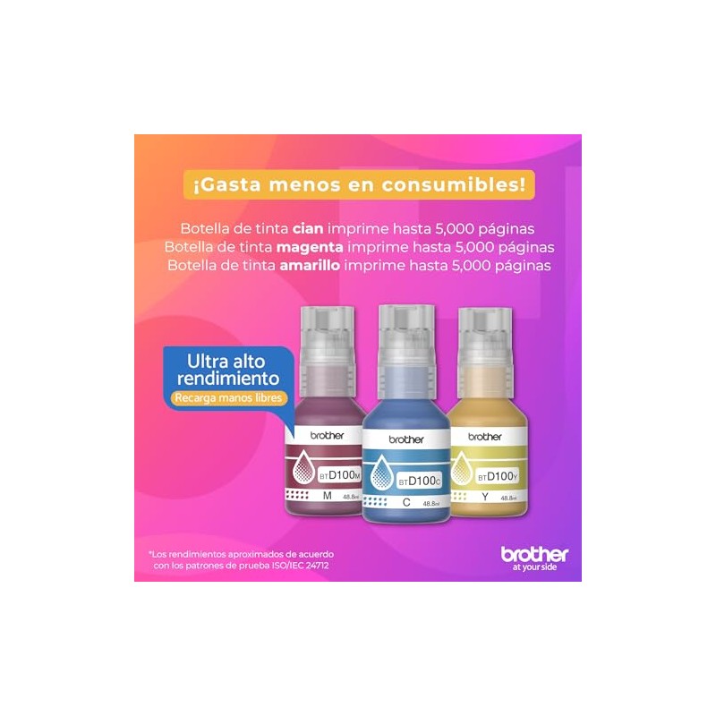 Brother Kit Botellas Tinta de Color InkBenefit Tank BTD100CL3PK