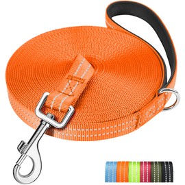 X XBEN Robust and lightweight recall lead for dogs, 3 m, 5 m, 10 m, 15 m, 20 m, 25 m, 30 m, 50 m recall lead with hand strap, long dog lead with metal hooks, reflective running lead for small, medium,