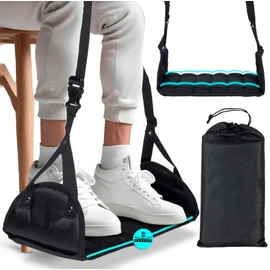 AGYM Travel Foot Rest with Flat Rigid Base Adjustable Folding Portable Hanging Foot Hammock for Aeroplane, Office, Under Desk, Car, Home Relaxing Soft Padded in Flight Anti Swelling - by