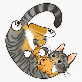 Generic Magnet Grey and Tan Tabby Cat Magnet Bumper Sticker Car Magnet Flexible Reuseable Magnetic Vinyl 5inch, LAB-CTMAGNETS-1889