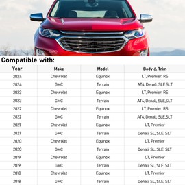 Moonlinks Compatible with Chevy Equinox 2018-2024/GMC Terrain 2018-2024 Right Side Mirror Cover Replacement, Chrome Right Passenger Side Rearview Mirror Cap Trim