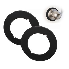 2pcs Door Knob Plates Round Version,Premium Iron Scar Plate for Door Knob Door Handle Reinforcement Fixing Cover,Door Lock Hole Backing Reinforcer Kit,Stainless Steel Material,Matte Black