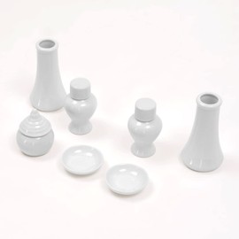 Shinto Shelf Takumi 7-piece Set, Medium, 2 Plates, 1 Polka Dot, 2 Bottles, 2 Sakakidatai, 2 Sacred Treasures, Made of Ceramic, 3 Sizes to Choose from, 7 Piece Set, Medium