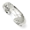 Solid 925 Sterling Silver 13.5mm Hammered Cuff Bangle Bracelet