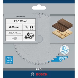 Bosch 2608643071 1 x Circular Saw Blade Optiline Wood, 85 x 15 x 1.1 mm, Number of Teeth 20