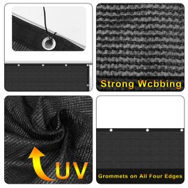 Black 6' x 15' Privacy Screen Fence Windscreen Heavy Duty Mesh Shade Net Cover with 93% Blockage for Deck, Patio, Backyard, Outdoor Pool, Porch, Railing, Apartment - Zip Ties Included, Customized