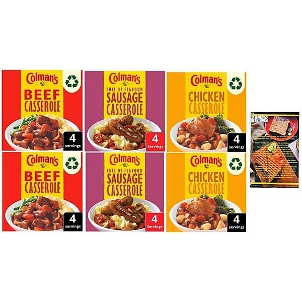 kitchen fella Colman's Recipe Packet Mix Casserole Variety, Chicken Casserole (x2), Sausage Casserole (x2), Beef Casserole (x2) 14 Day Healthy Eating Challenge